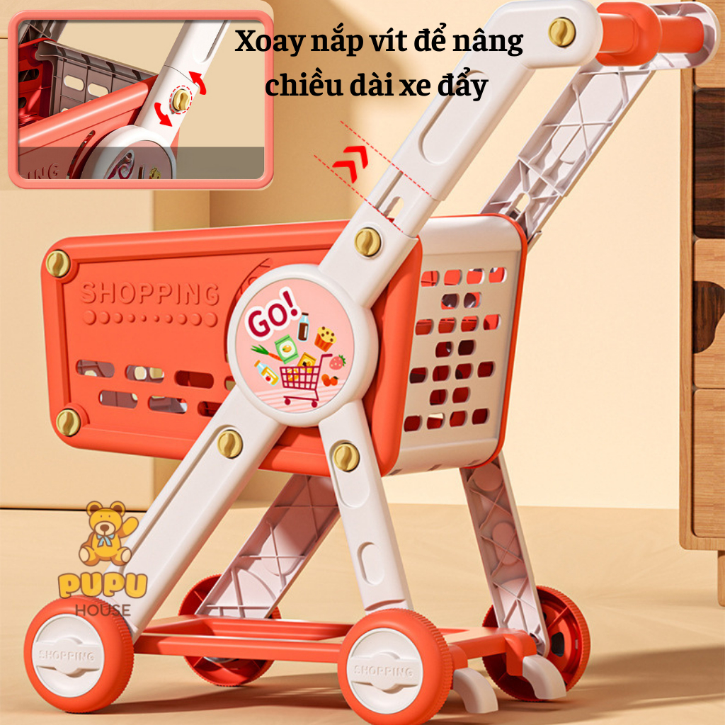Đồ Chơi Xe Đẩy Siêu Thị Thông Minh CAO 54CM Đồ Chơi Bán Hàng Đồ Chơi Đi Mua Sắm Đồ Chơi Nấu Ăn Nhà Bếp  - PUPU HOUSE