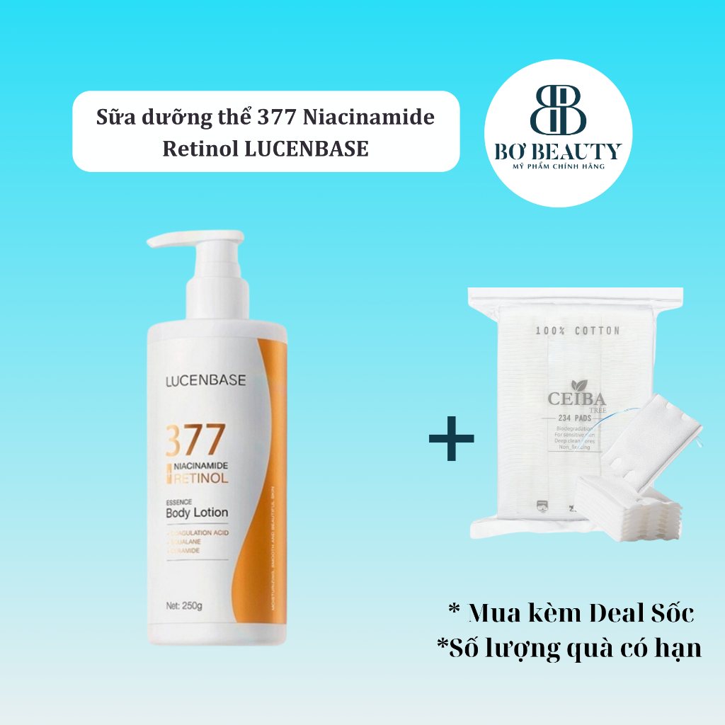 Sữa dưỡng thể 377 Niacinamide Retinol LUCENBASE hỗ trợ khóa ẩm làm sáng ...