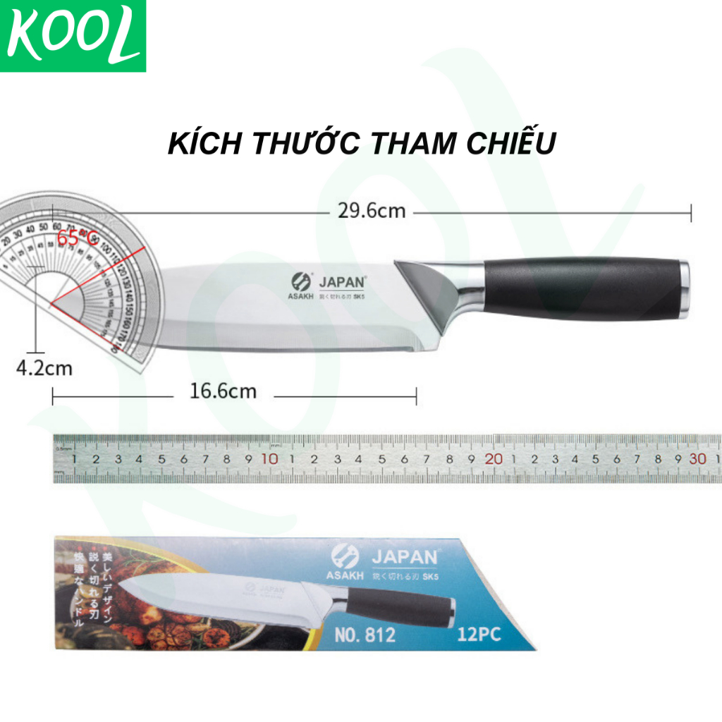 Dao làm bếp vuông của Nhật, dao thái thịt, dao cắt thịt RB01813 - KOOL ASAKH