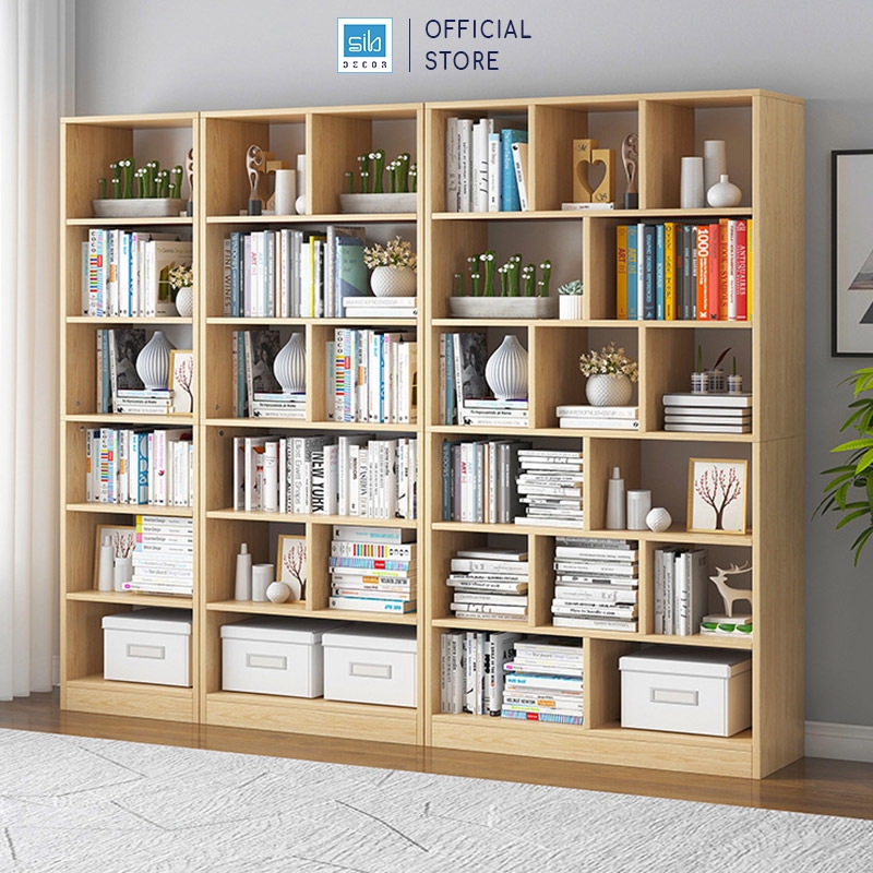 Ảnh Giá Sách Gỗ Đứng Dài 60cm, Cao 178cm, Rộng 24m Kệ Để Sách Đồ Trang Trí Decor SIB KSG02, Tặng Tua Vít 3
