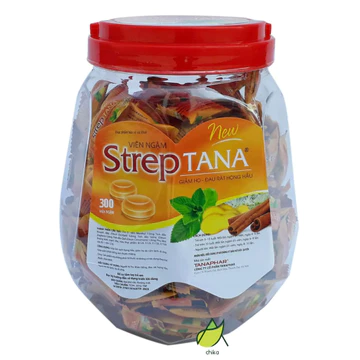 Lọ 300 Viên ngậm ho Streptana - Kẹo ngậm ho - Chika
