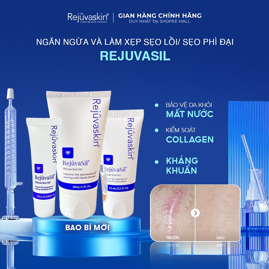 Ảnh Gel ngăn ngừa sẹo và làm xẹp sẹo lồi, sẹo phì đại Rejuvaskin Rejuvasil 3