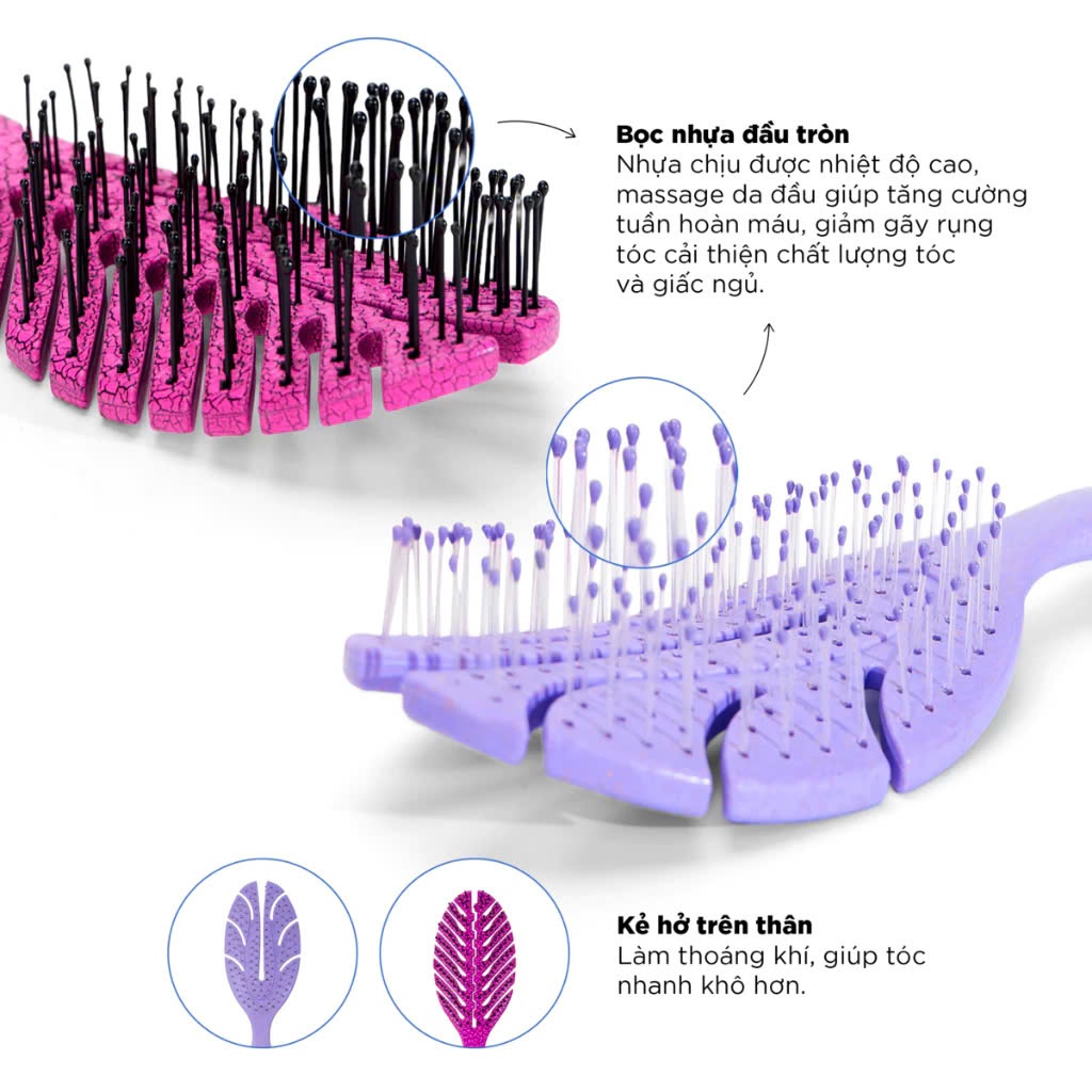 Lược Chải Tóc Gỡ Rối VACOSI LILAC VENT DETANGLING HAIR BRUSH