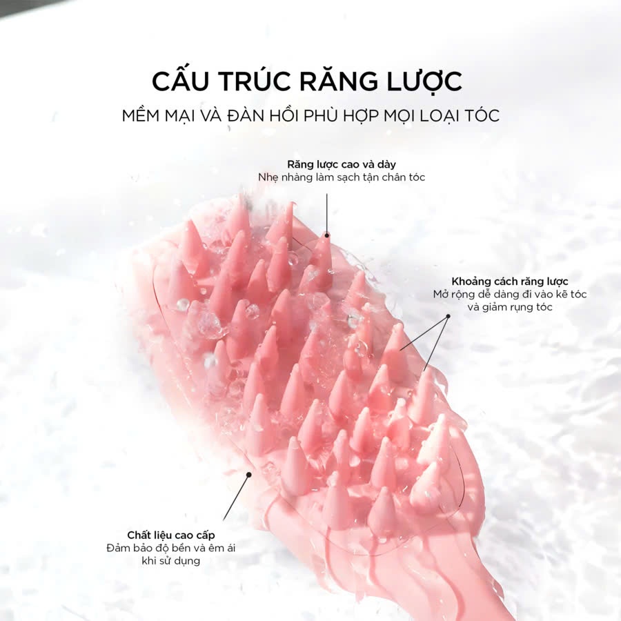 Lược Gội & Massage Đầu Răng Silicone Có Tay Cầm VACOSI MASSAGE & SHAMPOO COMB - C21
