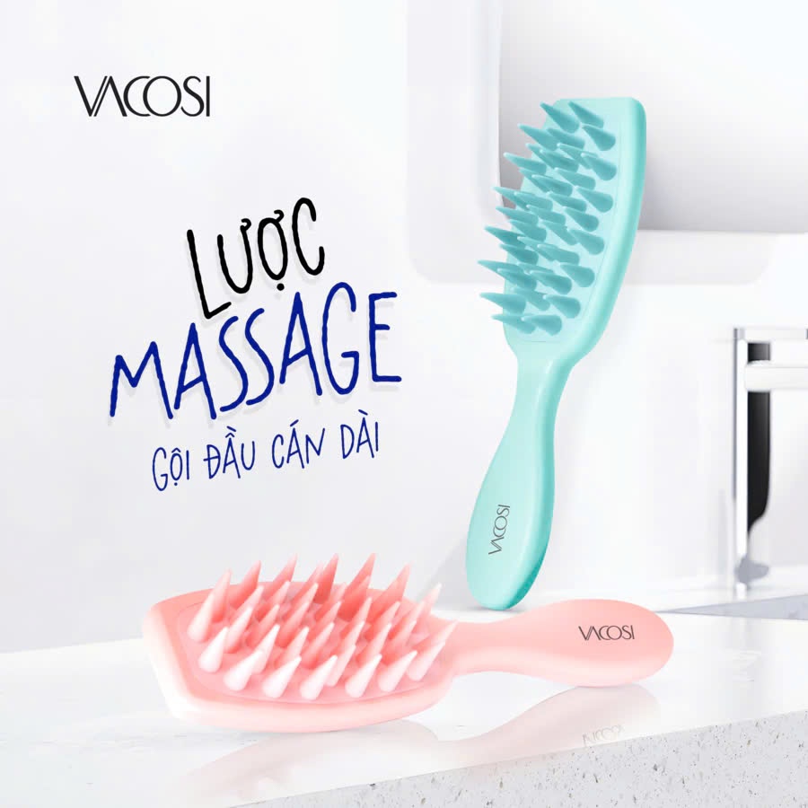 Lược Gội & Massage Đầu Răng Silicone Có Tay Cầm VACOSI MASSAGE & SHAMPOO COMB - C21