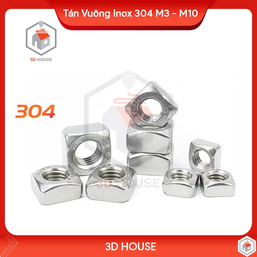 Tán Vuông Đai Ốc Ecu Vuông Inox 304 M3 M4 M5 M6 M8 (10con) | Shopee ...