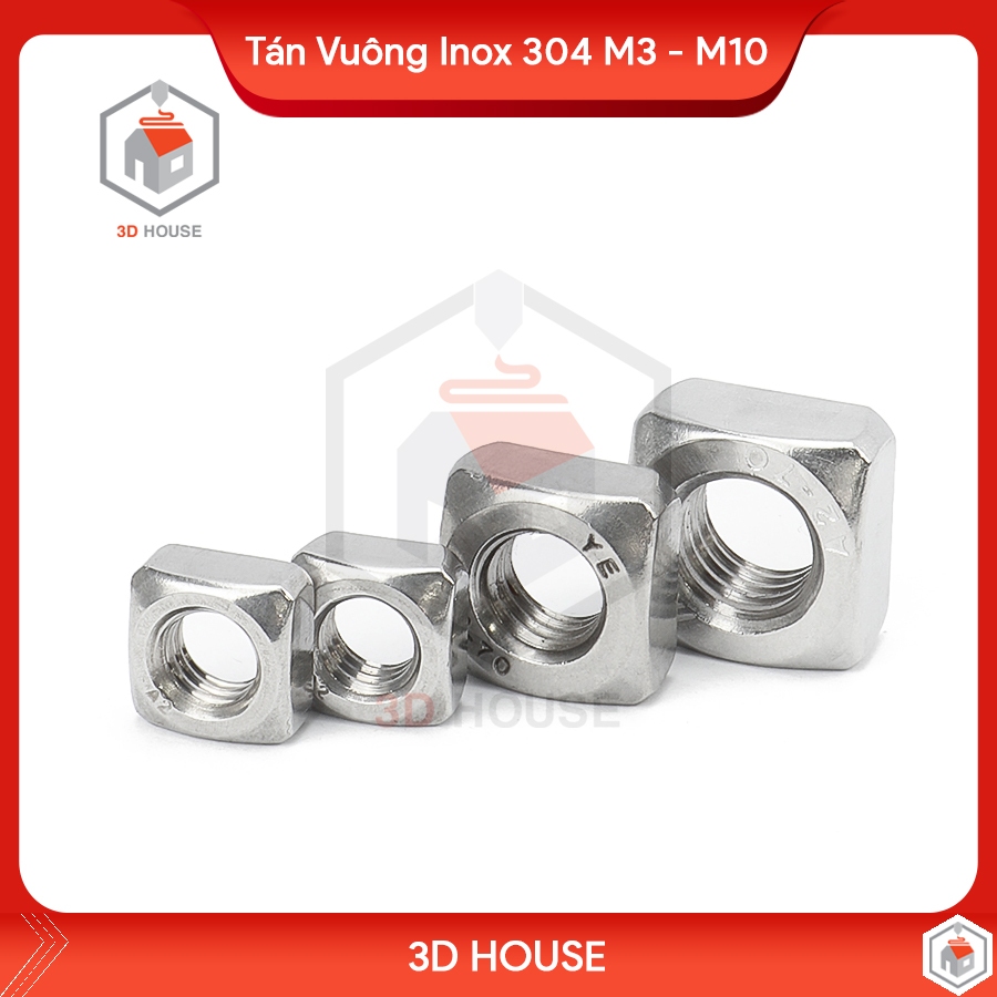 Tán Vuông Đai Ốc Ecu Vuông Inox 304 M3 M4 M5 M6 M8 (10con) | Shopee ...
