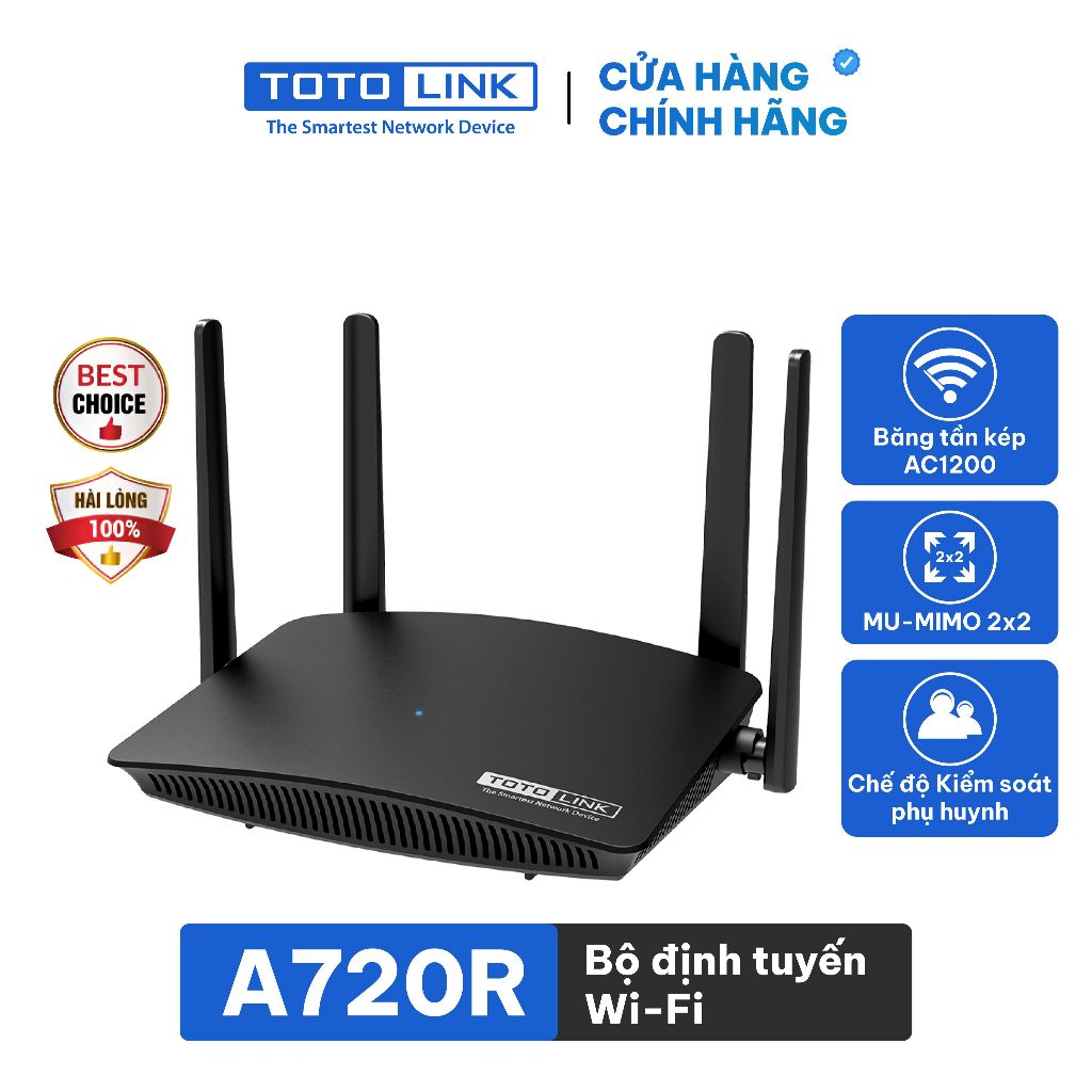 Cục phát wifi router wifi băng tần kép chuẩn AC 1200Mbps A720R TOTOLINK ...