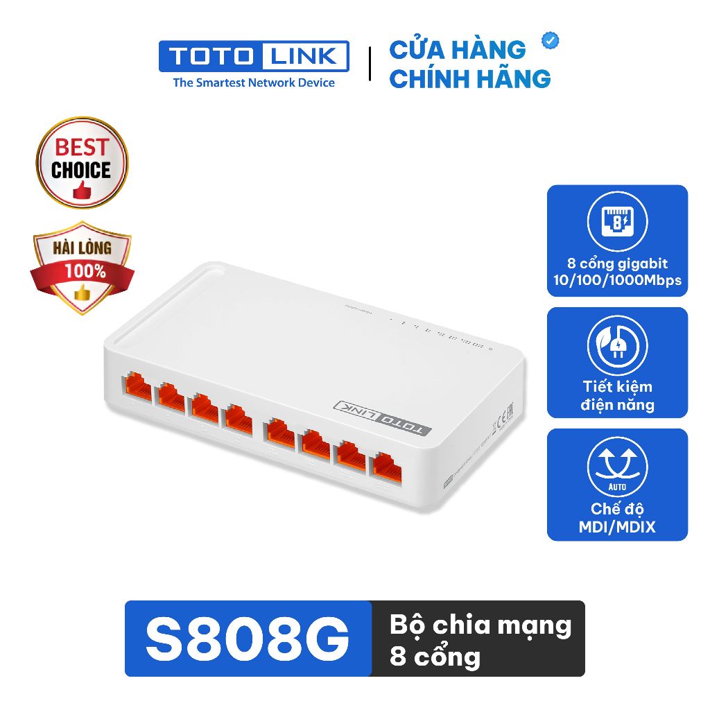 [Hoả Tốc] Bộ chia mạng Switch 8 cổng Gigabit TOTOLINK S808G V3 cho PC Laptop dễ sử dụng