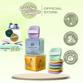 [XIXI] Hộp 6 Mút XIXI Trang Điểm Hình Vuông, Sticker Mèo XIXI Powder Puff (GJ-30)