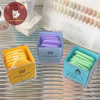 [XIXI] Hộp 6 Mút XIXI Trang Điểm Hình Vuông, Sticker Mèo XIXI Powder Puff (GJ-30)