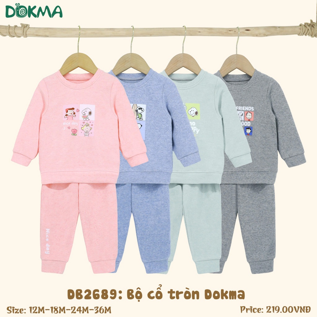 (8-13kg, 6-36M) Bộ Cotton, Nỉ Dài Tay Dokma DB1298 DB2441 DB2451 DB2689 DB3183 DB3165