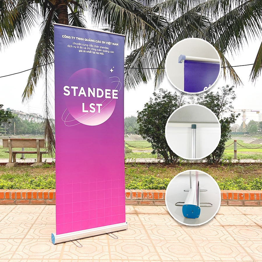 Standee Cuốn Inox 0,8x2m, Standee Cao Cấp, Chân Cuốn Cứng Cáp, Chắc ...