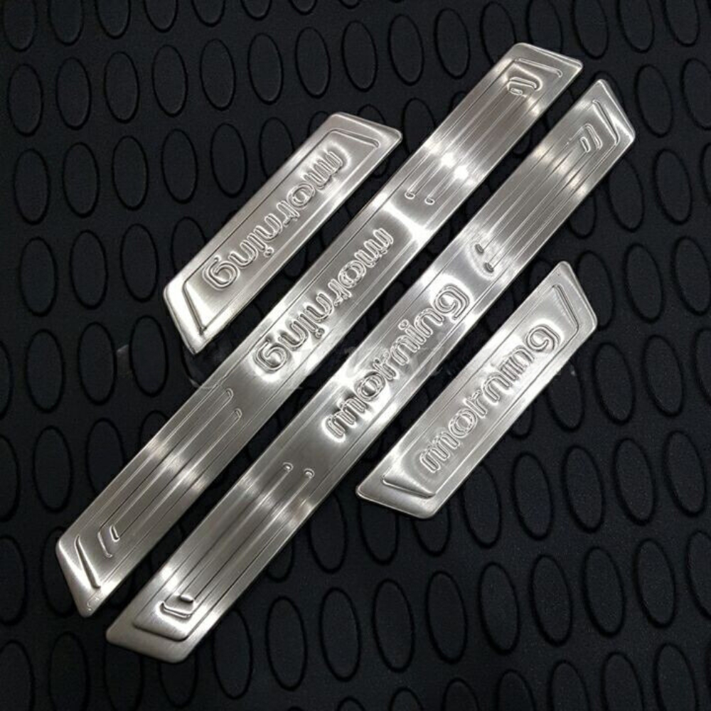 Ốp bậc cửa, nẹp bước chân xe Kia Morning 2012 - 2021, 2023, 2024, 2025 Inox cao cấp, sáng bóng