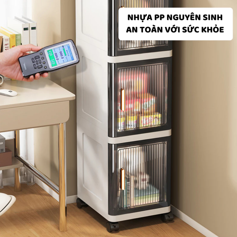 Tủ Nhựa Cao Cấp Phòng Tắm ENODA HOME, Tủ Đựng Đồ Nhà Tắm Đa Năng Cửa Lật Trong Suốt TUN006