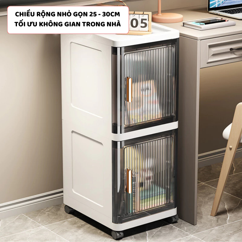 Tủ Nhựa Cao Cấp Phòng Tắm ENODA HOME, Tủ Đựng Đồ Nhà Tắm Đa Năng Cửa Lật Trong Suốt TUN006