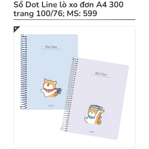 KLONG - Sổ Dot Line lò xo đơn A4 300 trang 100/76; MS: 599 ♥ Sổ Kẻ ngang size to viết được nhiều, soạn bài, soạn giáo án