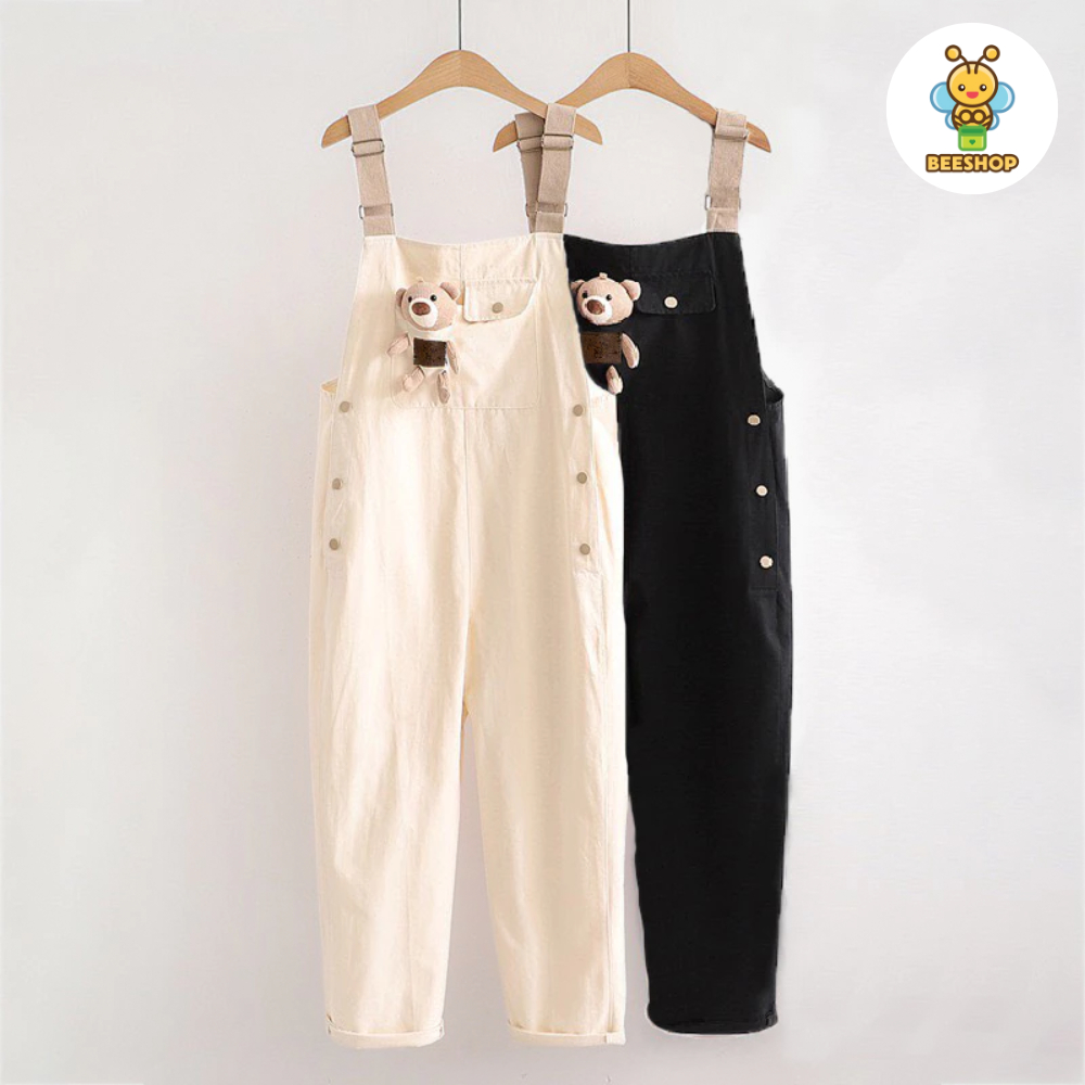 Yếm kaki và jeans kèm gấu cho bé gái size đại BEESHOP KM0016 + KM0009