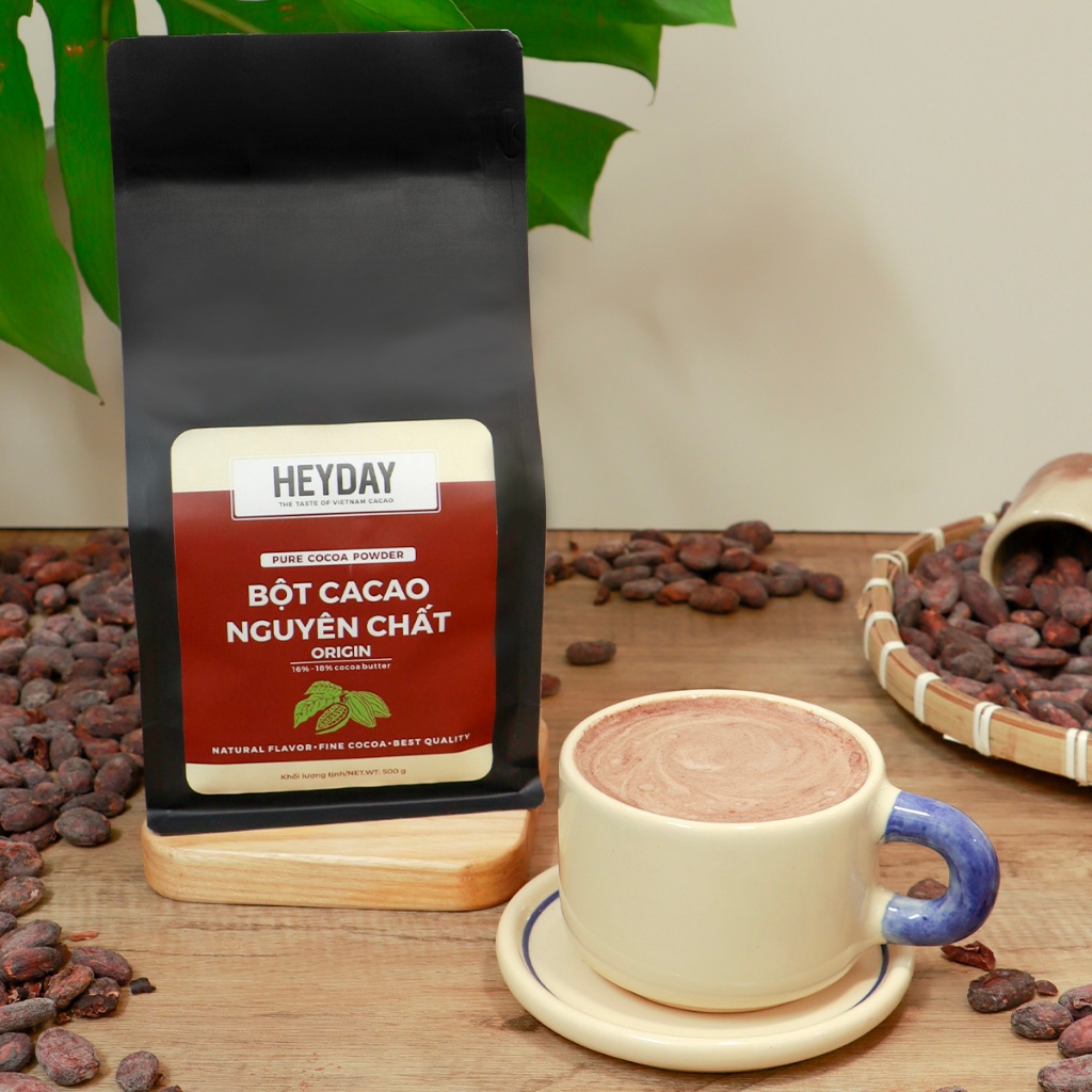 Ảnh Túi zip 500g Bột cacao nguyên chất Việt Nam 100% không đường Heyday - Dòng Origin thượng hạng 2