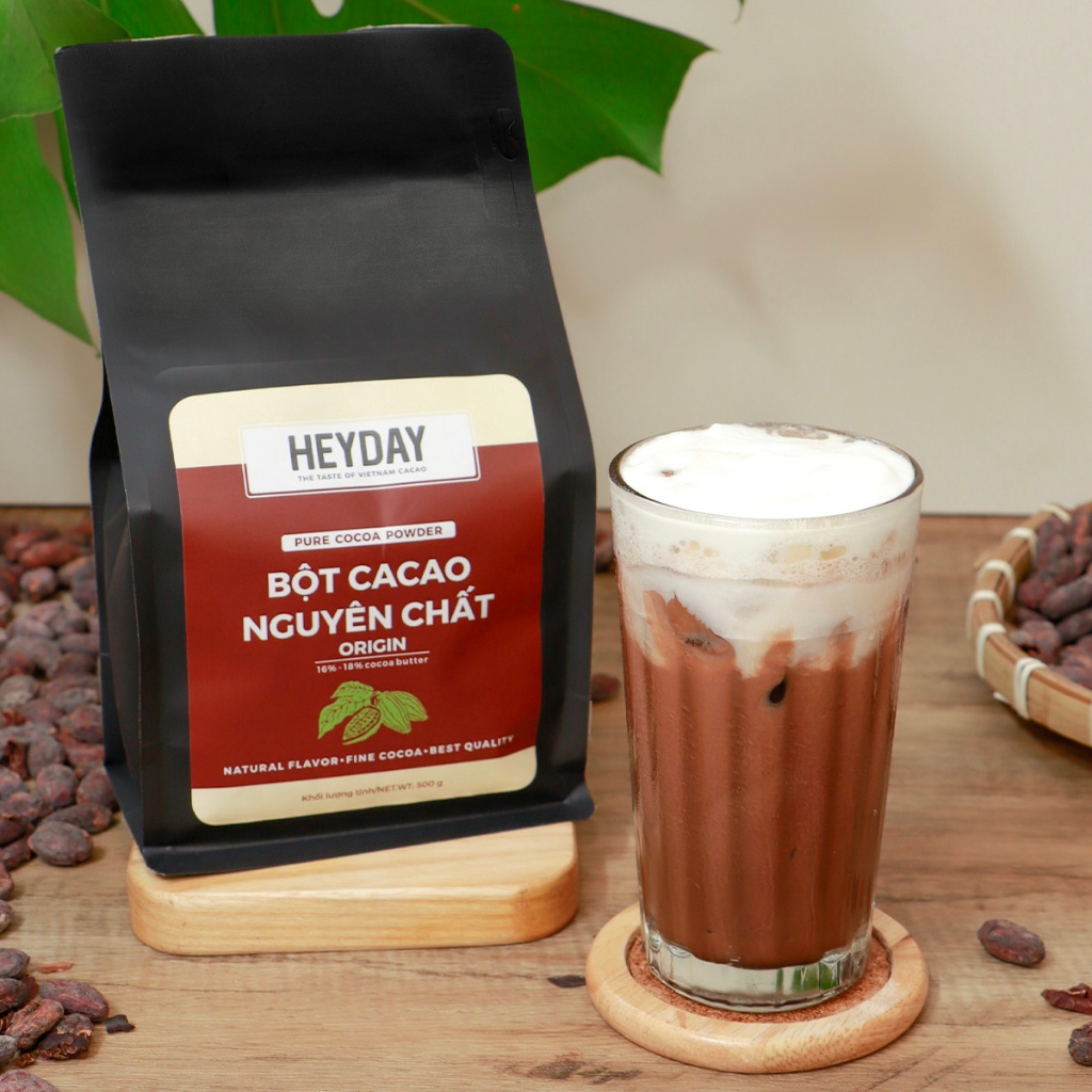 Ảnh Túi zip 500g Bột cacao nguyên chất Việt Nam 100% không đường Heyday - Dòng Origin thượng hạng 3