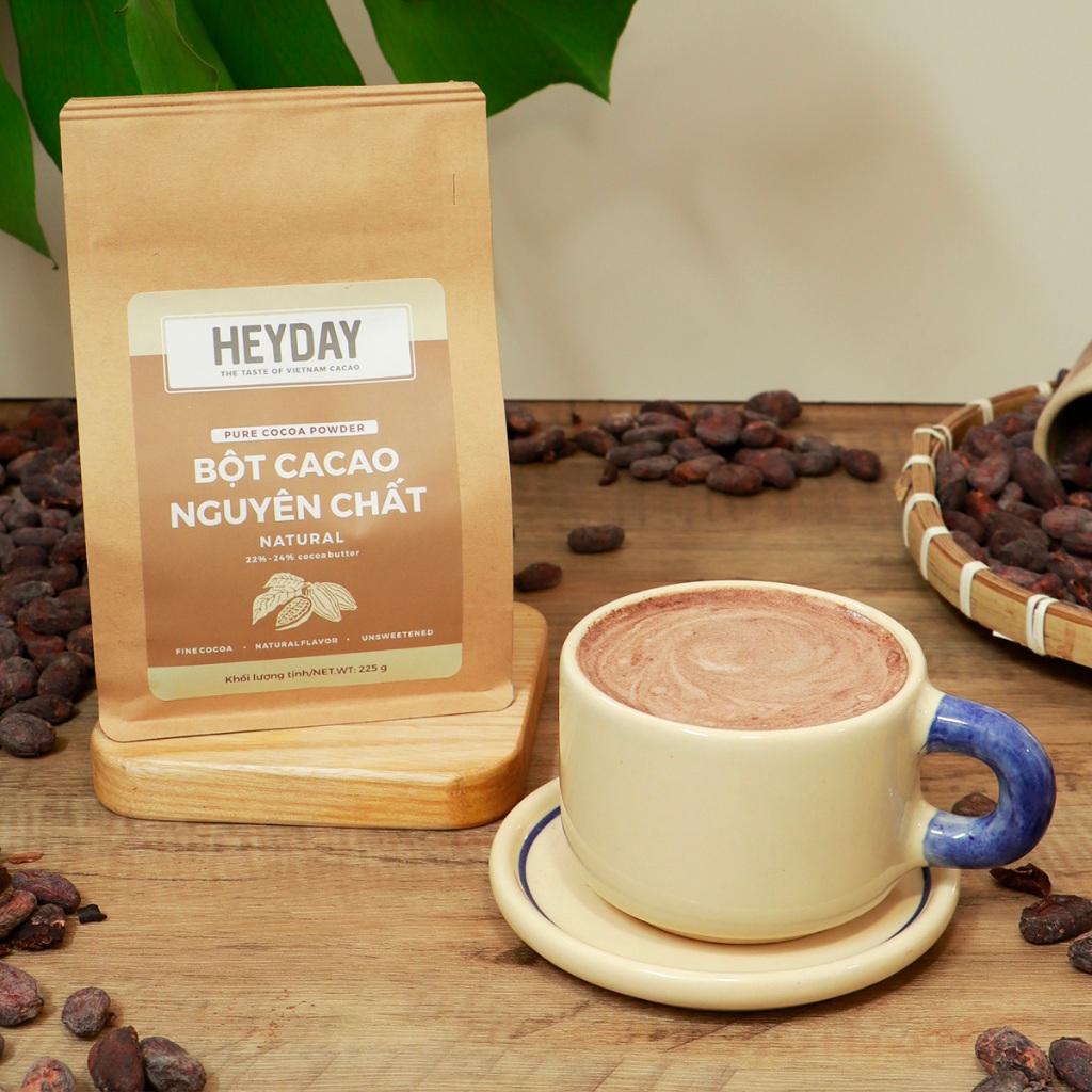 Ảnh Bột cacao nguyên chất Việt Nam Heyday - Dòng Natural thuần tự nhiên, không kiềm hoá - Túi giấy 225g 2