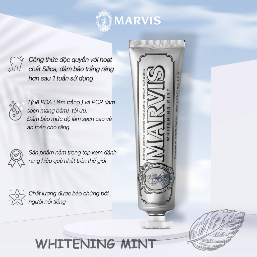 Kem Đánh Răng Marvis Ý Classic Với 9 Hương Vị Cổ Điển, Loại Bỏ Mảng Bám, Giúp Răng Trắng Sáng Hơi Thở Thơm Mát