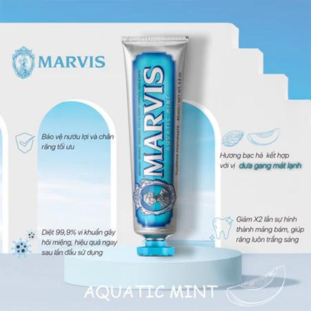 Kem Đánh Răng Marvis Ý Classic Với 9 Hương Vị Cổ Điển, Loại Bỏ Mảng Bám, Giúp Răng Trắng Sáng Hơi Thở Thơm Mát