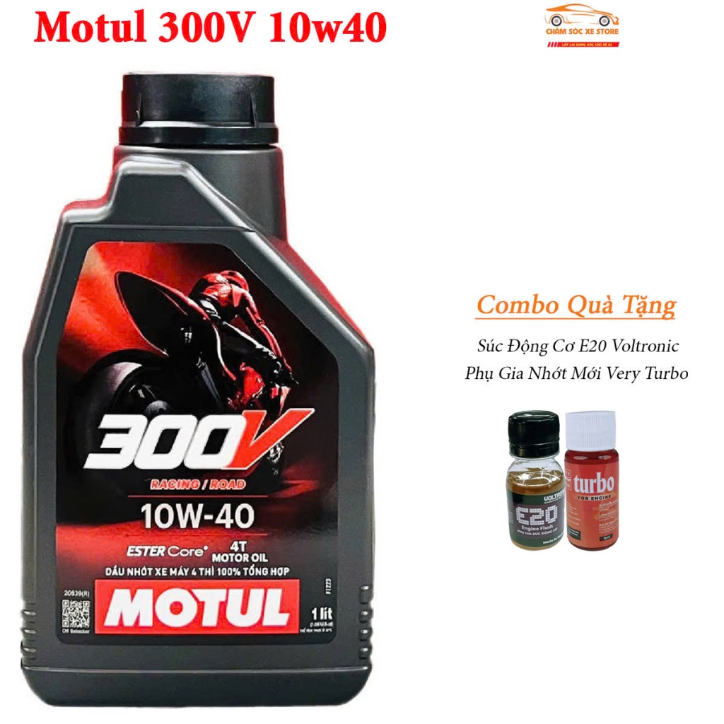 Dầu Nhớt Motul 300V 10W40 Tổng Hợp Ester Hàng Việt Nam Tặng Súc Động Cơ Và Phụ Gia Nhớt Mới