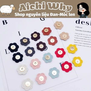 Nút hít gài hình hoa 15mm bằng da - phụ kiện làm túi handmade khoá cài cho túi xách đường kính 1,8cm