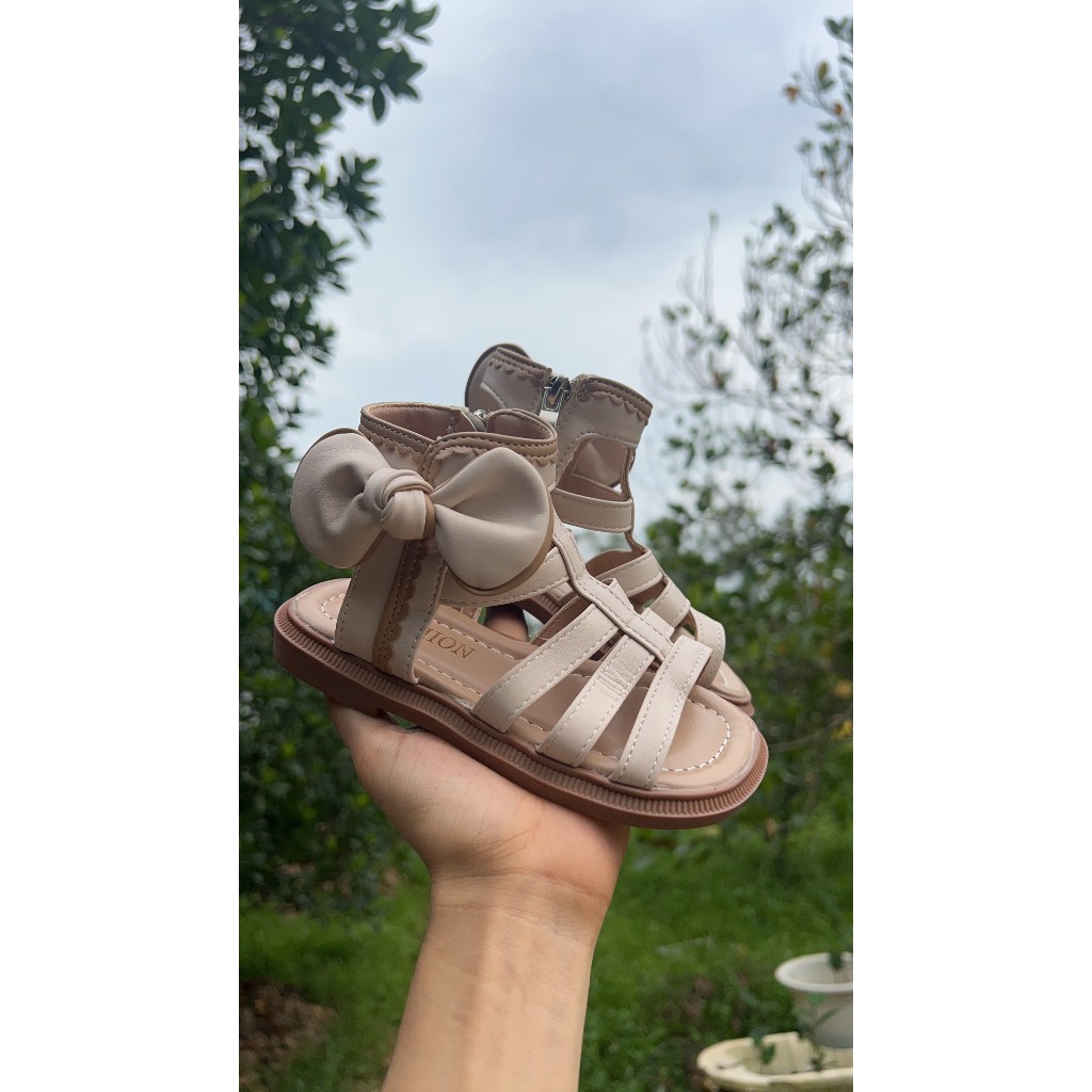 dép quai hậu cho bé gái sandal chiến binh cho bé có khóa kéo dây cá tính da PU êm chân đế chống trượt mẫu mới  846