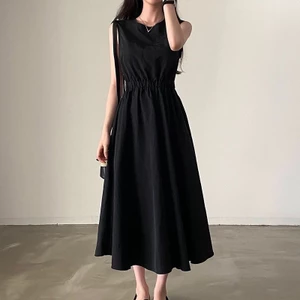 Váy nửa lưng dành cho nữ phong cách dáng dài đen thanh lịch hở