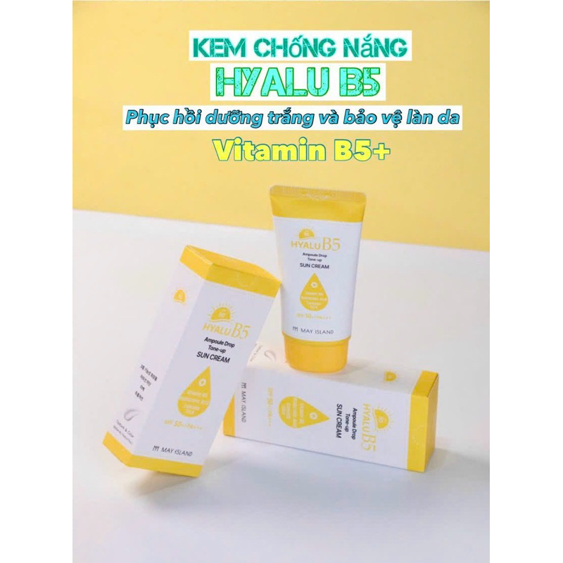 Kem Chống Nắng May Island Hyalu B5 Ampoule Drop ToneUp Sun Cream