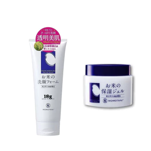 Combo Sữa Rửa Mặt Gạo Momotani 18g + Gel Dưỡng Gạo Momotani 30g