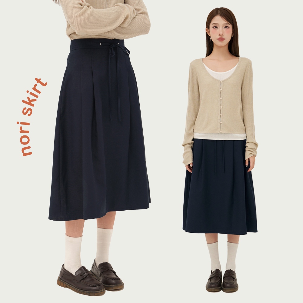 BLEUBIRD Chân váy nữ kaki dáng xòe buộc dây Nori Skirt