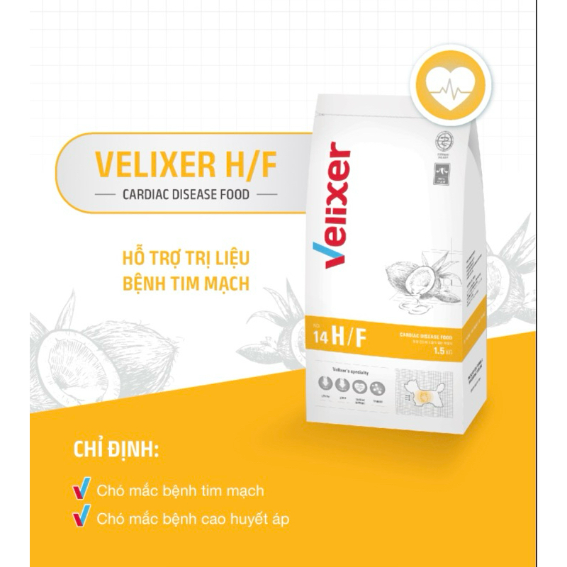 VELIXER THỨC ĂN TRỊ LIỆU BỆNH TIM MẠCH CHO CHÓ H/F (1.5KG) | Shopee ...