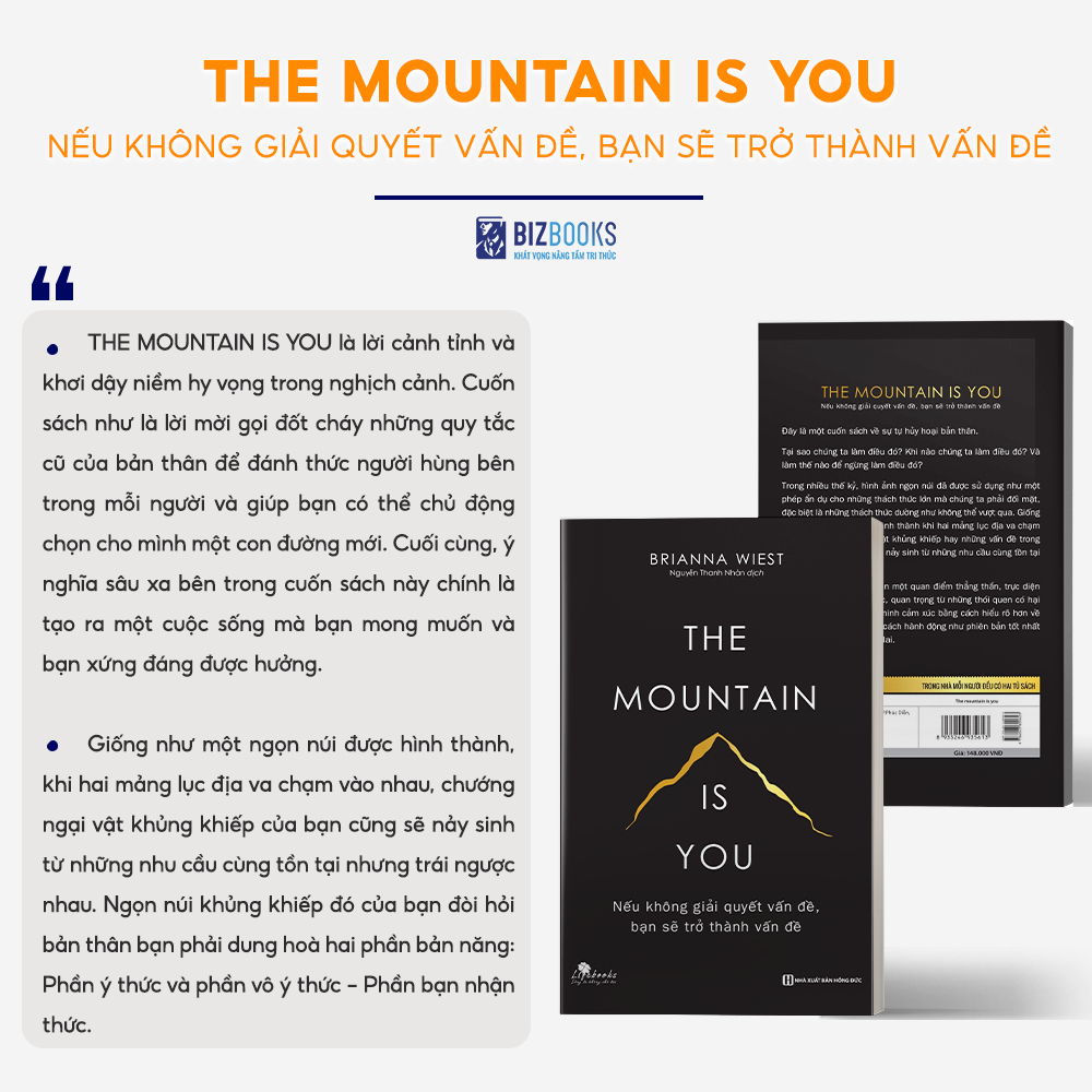 Sách The Mountain Is You - Nếu Không Giải Quyết Vấn Đề Bạn Sẽ Trở Thanh Vấn Đề - Sách Phát Triển Bản Thân