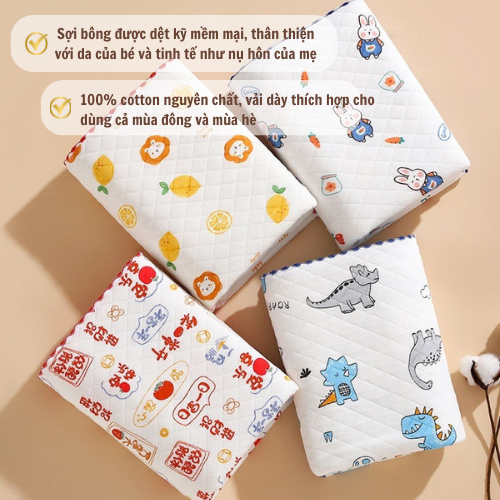 Ảnh Chăn choàng ủ, chăn quấn bé mùa hè chất cotton trần bông dệt kim bo viền thoáng mát, chăn đắp size 85x85cm IQKao CC01 2