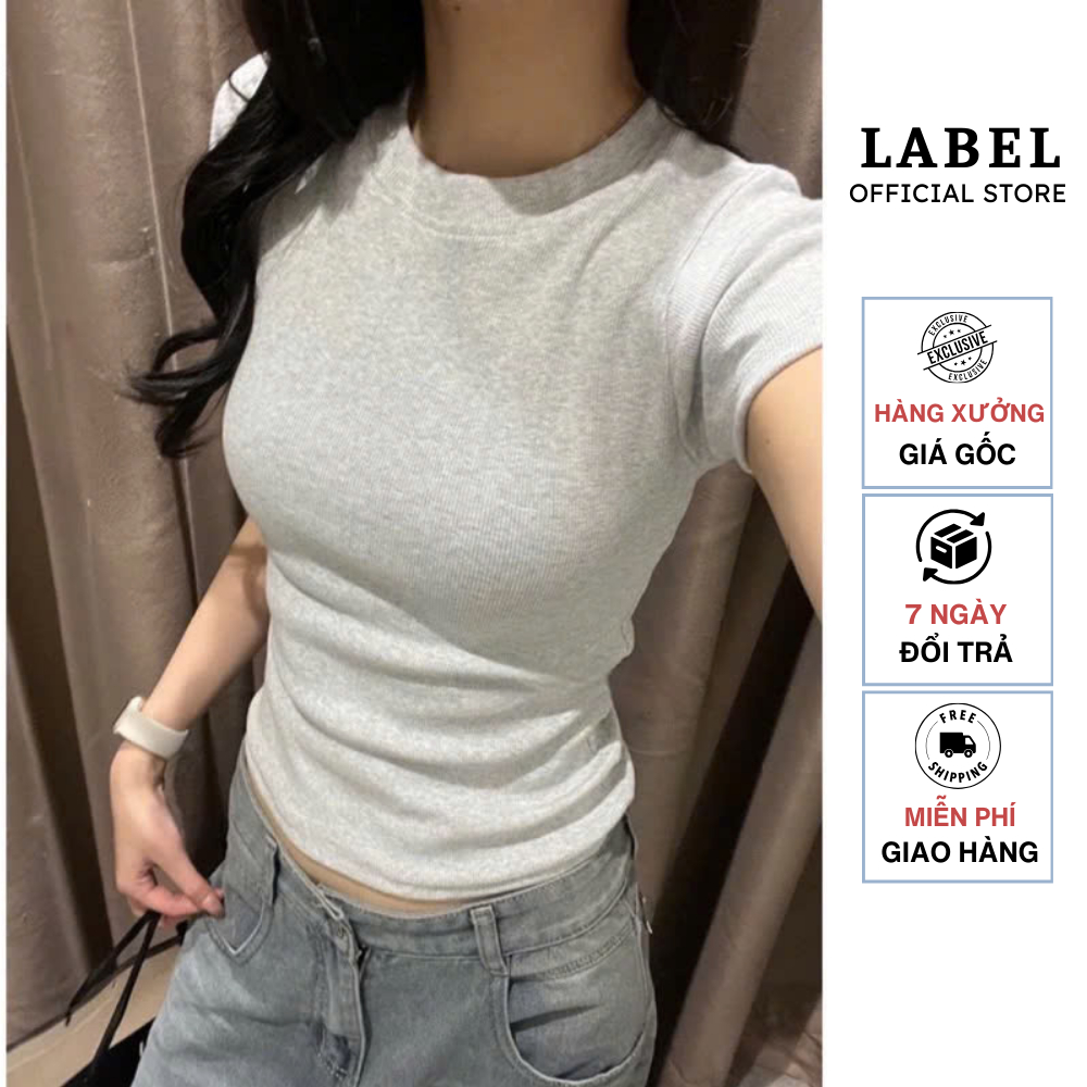 áo baby tee xám, áo thun body tôn dáng đủ màu trắng đen xám kẻ hồng