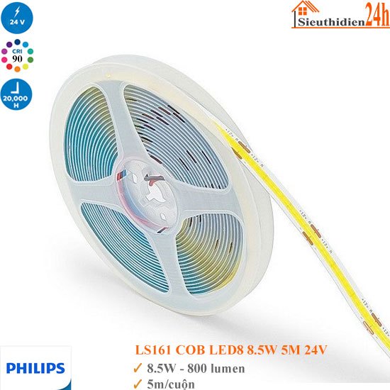 LED DÂY COB PHILIPS 24V LS161 CÔNG SUẤT 8.5W, 13W 5M/CUỘN, CHẤT LIỆU ...