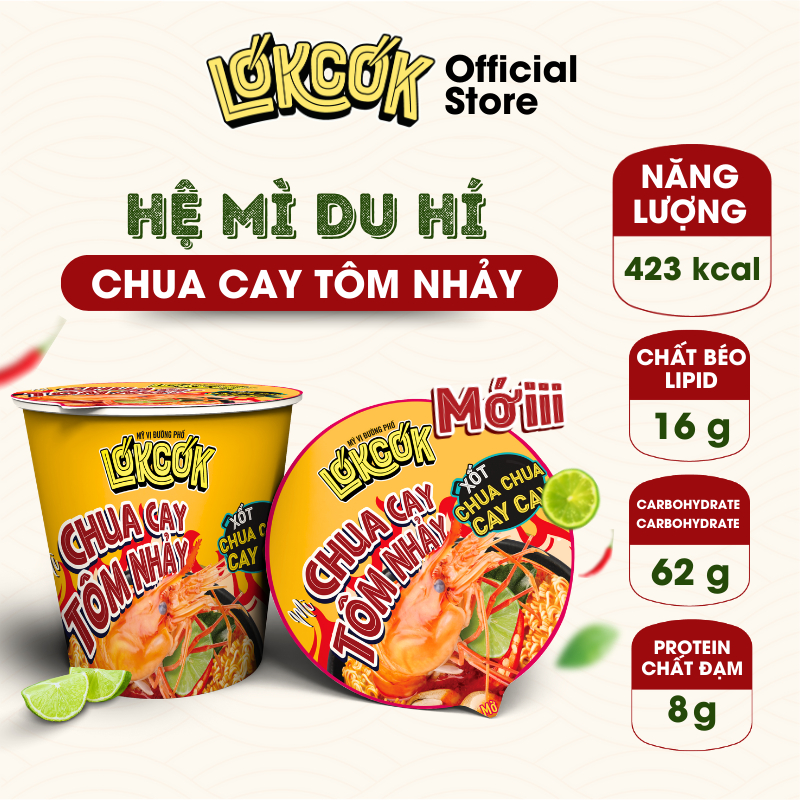 [Chính Hãng] Thùng 24 Ly Mì Nước Chua Cay Tôm Nhảy LOKCOK Thùng 24 Ly x 68G - HSD còn 3 tháng