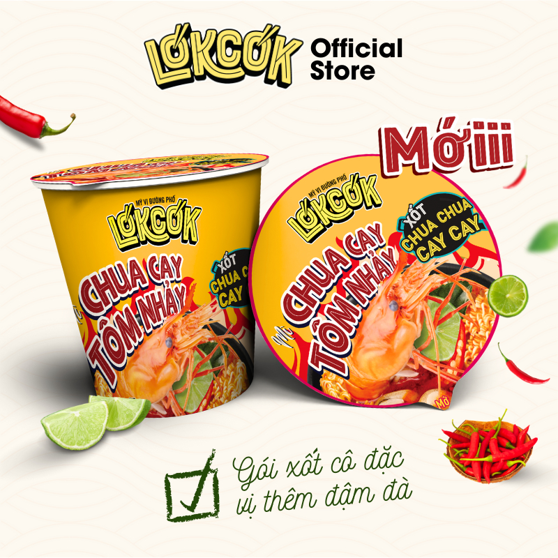 [Chính Hãng] Thùng 24 Ly Mì Nước Chua Cay Tôm Nhảy LOKCOK Thùng 24 Ly x 68G - HSD còn 3 tháng