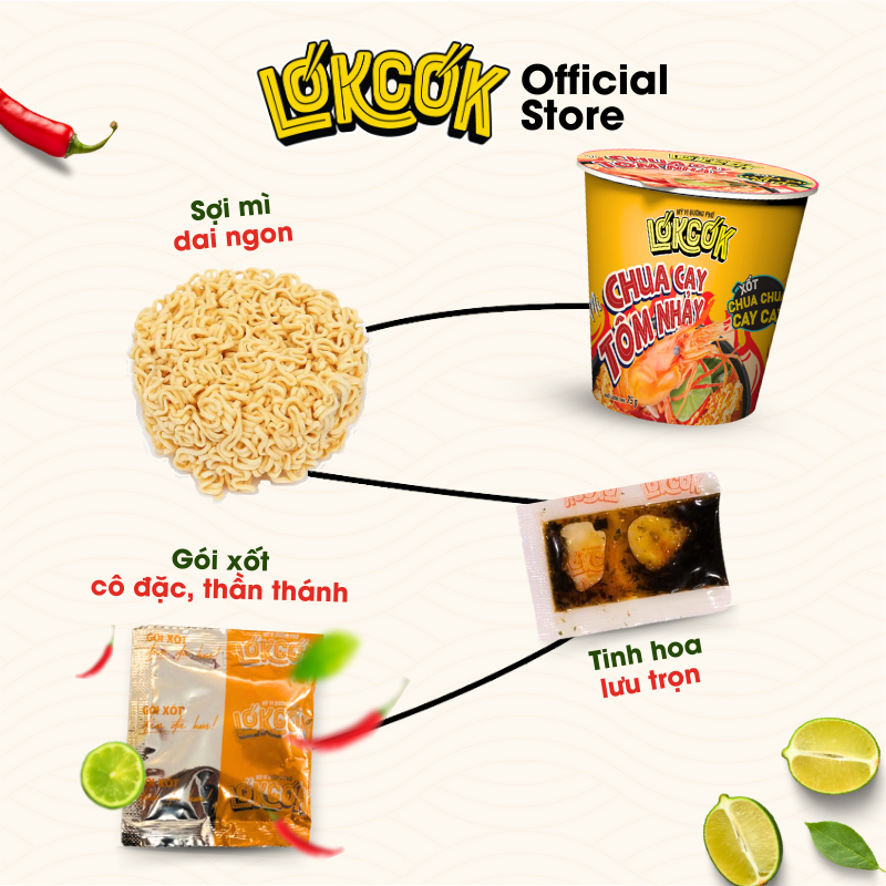 [Chính Hãng] Thùng 24 Ly Mì Nước Chua Cay Tôm Nhảy LOKCOK Thùng 24 Ly x 68G - HSD còn 3 tháng
