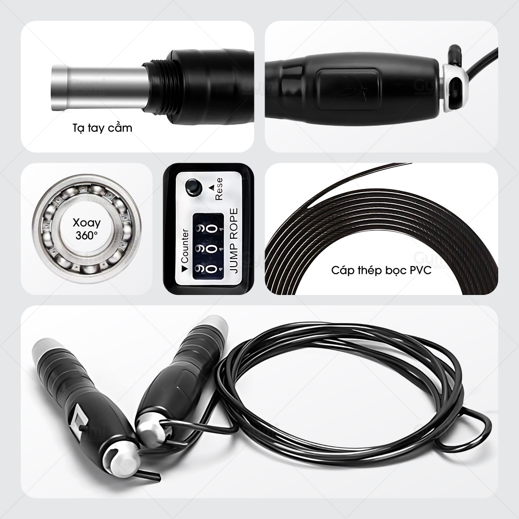 Dây nhảy thể lực đàn hồi kèm tạ đếm số , hỗ trợ luyện tập thể dục, thể thao tiện lợi tại nhà - DN02