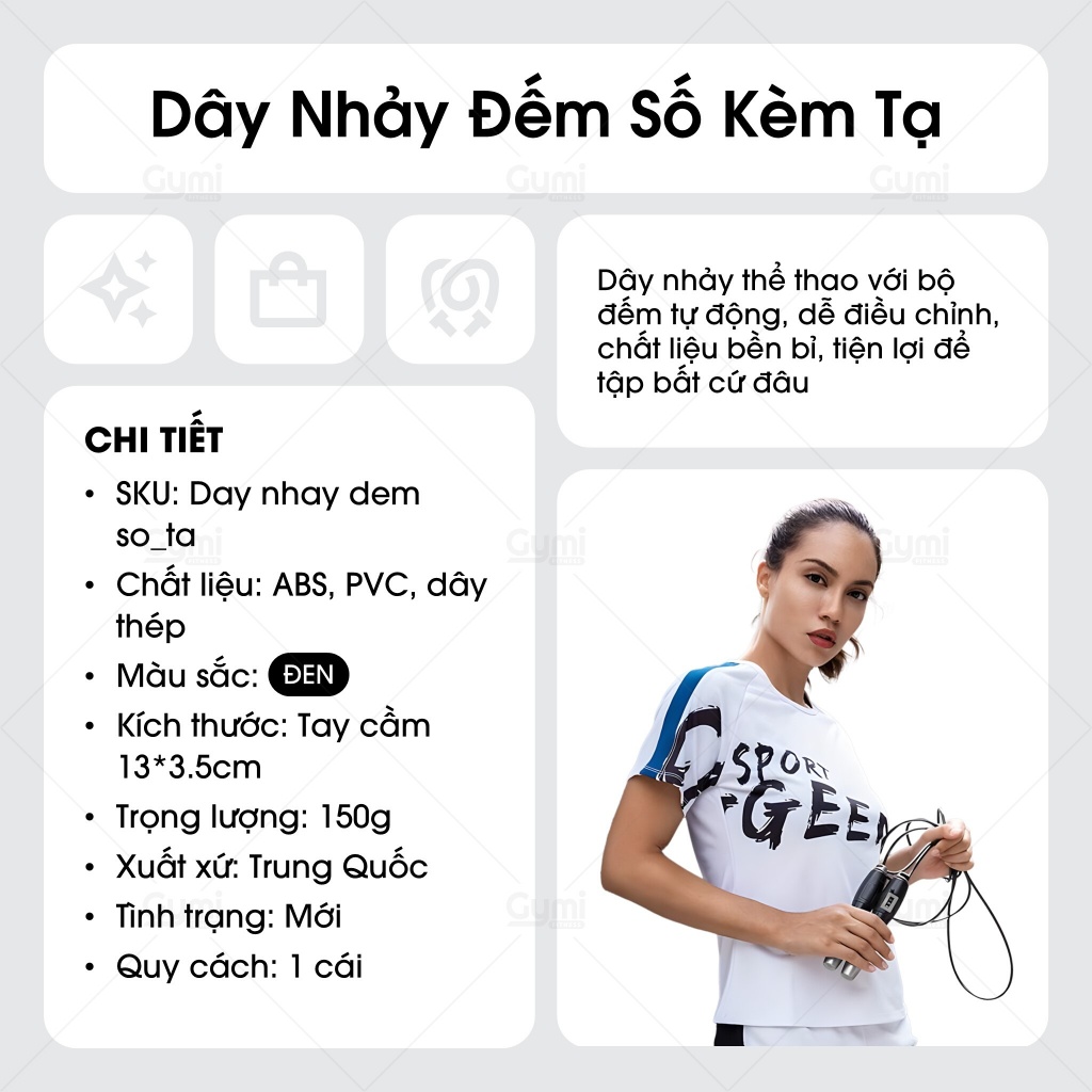Dây nhảy thể lực đàn hồi kèm tạ đếm số , hỗ trợ luyện tập thể dục, thể thao tiện lợi tại nhà - DN02