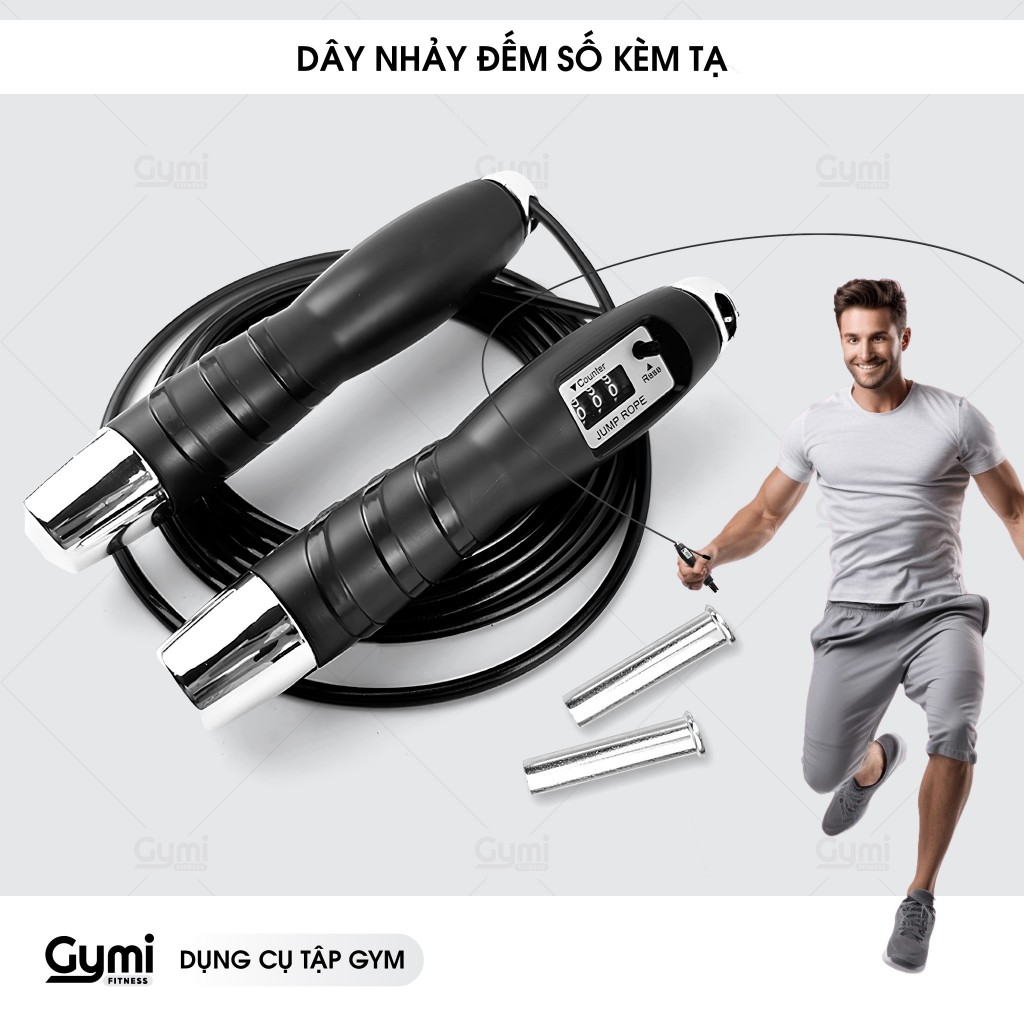 Dây nhảy thể lực đàn hồi kèm tạ đếm số , hỗ trợ luyện tập thể dục, thể thao tiện lợi tại nhà - DN02