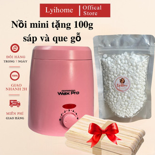 CCOMBO NỒI MINI+100G Sáp wax lông nóng sữa dừa cao cấp lyihome, sáp bám lông tốt dẻo và có mùi thơm