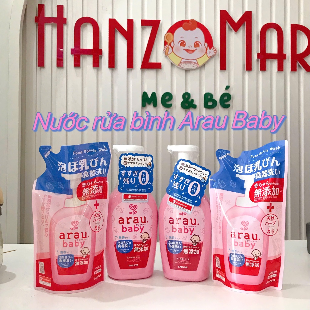 Nước rửa bình Arau Baby Nhật Bản chai 500ml /túi 450ml hanzomart