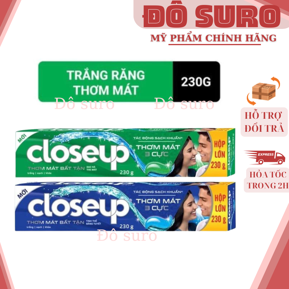 Kem Đánh Răng, combo 3 típ kem Closeup Cho Hoi Thở Thơm Mát Bất Tận Bạc Hà The Mát 230G/Tuýp