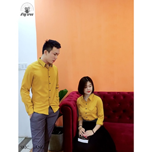 Set Áo Sơ Mi Đôi Fig Tree Màu Vàng Cho Couple ( có bigsize )