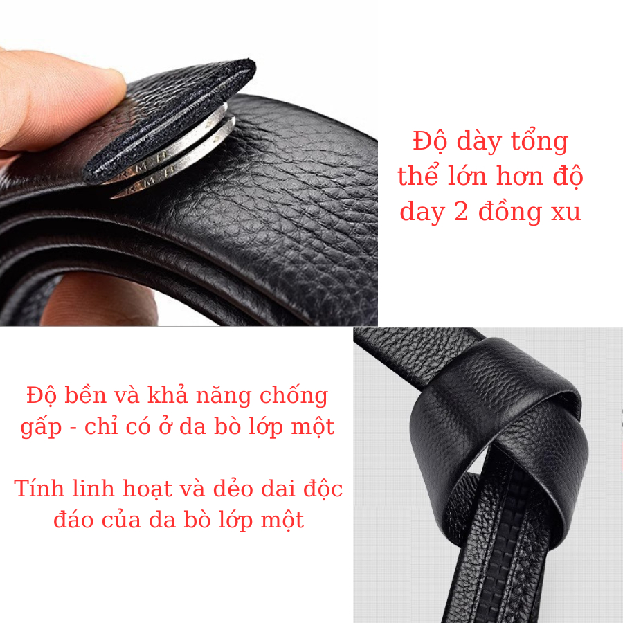 Dây thắt lưng không đầu khóa dây lưng nam da bò  dây nịt nam đầu khóa dây thắt lưng nam, đầu khóa tự đông mẫu đa dạng